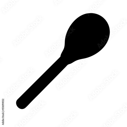 Isolated black silhouette of a spoon for cooking, eating, and kitchen utensils design needs