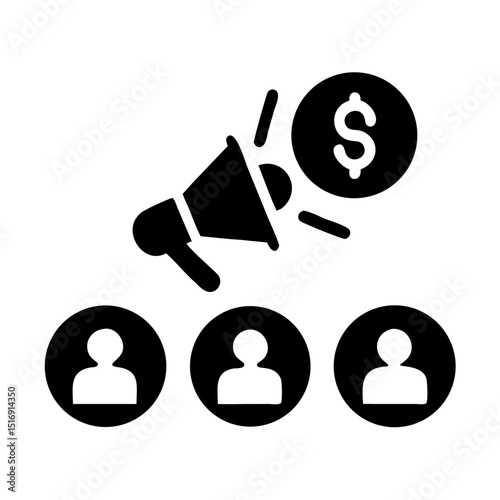 Marketing campaign announcement with megaphone and dollar sign for customer acquisition cost