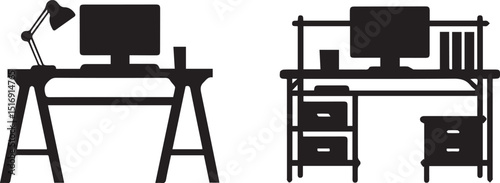 Computer table vector illustration