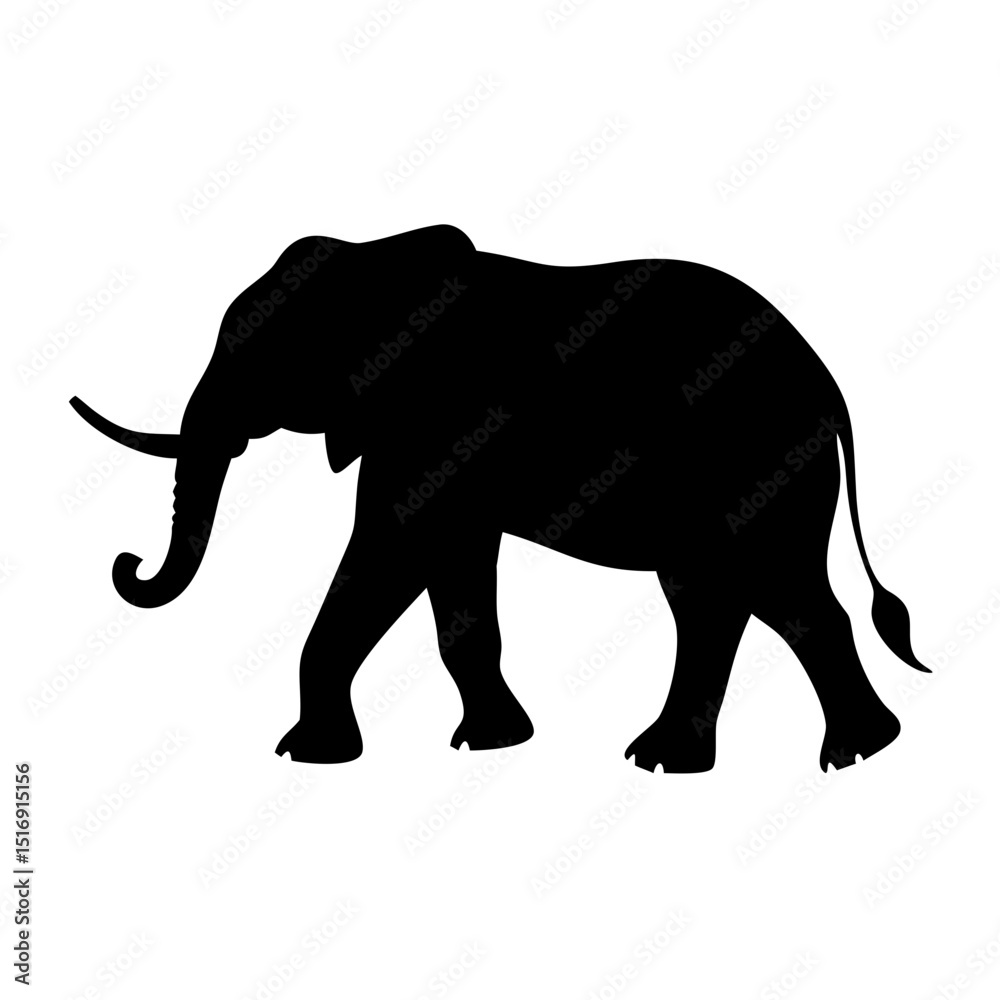 Fototapeta premium Black elephant silhouette vector illustration for african wildlife and animal designs projects