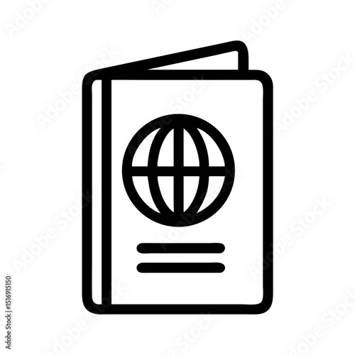 Passport travel identification document icon for international travel and tourism design