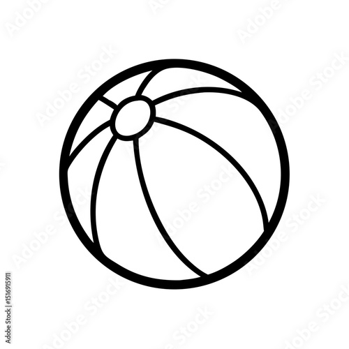 Vector image of beach ball on transparent background, simple and colorful summer toy in flat style