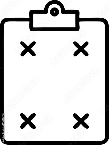 Planning Exclusion Vector Icon. Features a clipboard with crosses. Editable vector illustration.