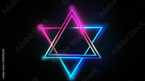 Abstract Neon Glowing Star Animation with Pink and Blue Light, Modern Futuristic Style