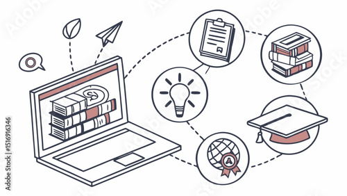 Online Learning — Flat Vector Concept Illustration