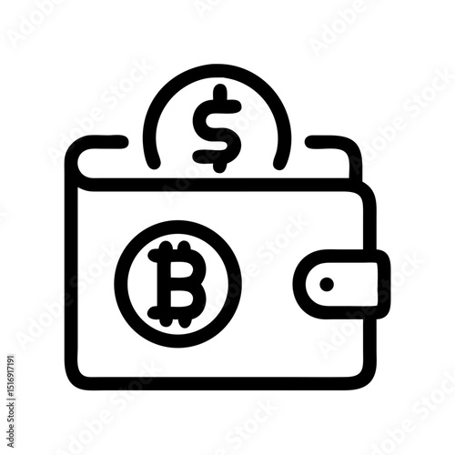 Bitcoin wallet vector icon cryptocurrency digital currency blockchain technology finance investment money coin