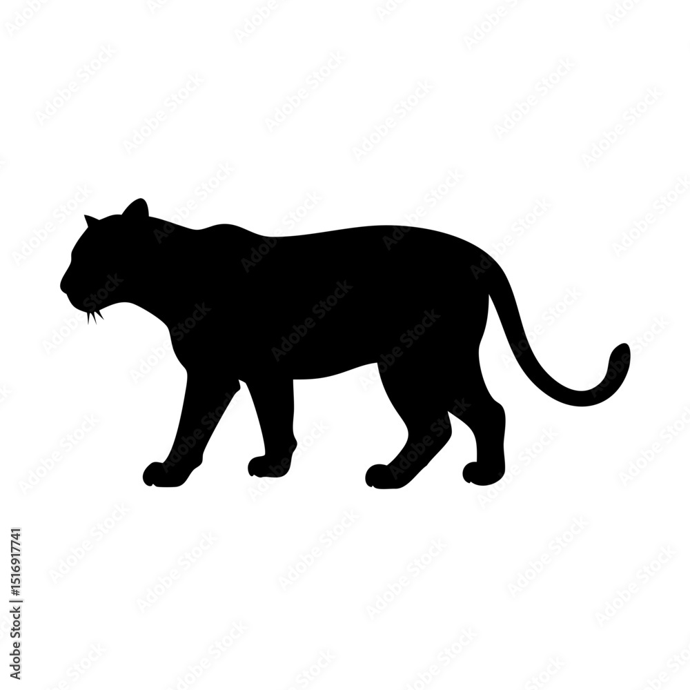 Obraz premium Black panther silhouette vector illustration walking animal feline predator mammal design graphic image
