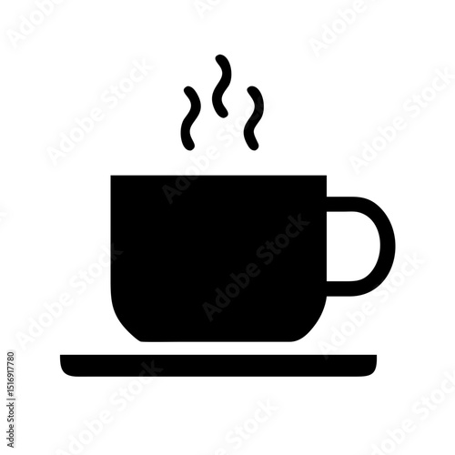 Black coffee cup with steam vector illustration hot drink caffeine beverage morning coffee break coffee time