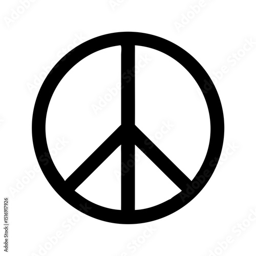 Peace symbol vector illustration, sign of pacifism, anti war movement and hippie culture icon