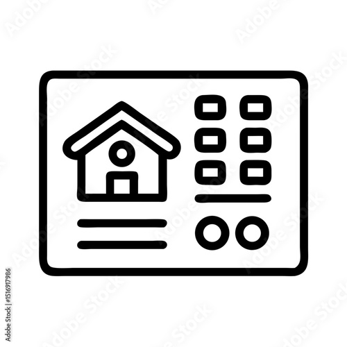 Home automation system control panel icon for smart house technology and security device
