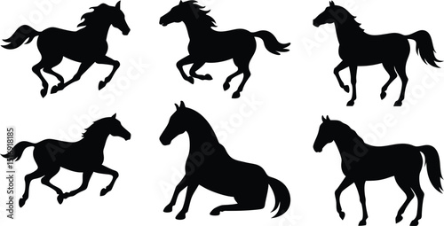Horse Silhouette Vector Set