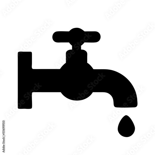 Black water tap faucet vector illustration for plumbing and water conservation design needs