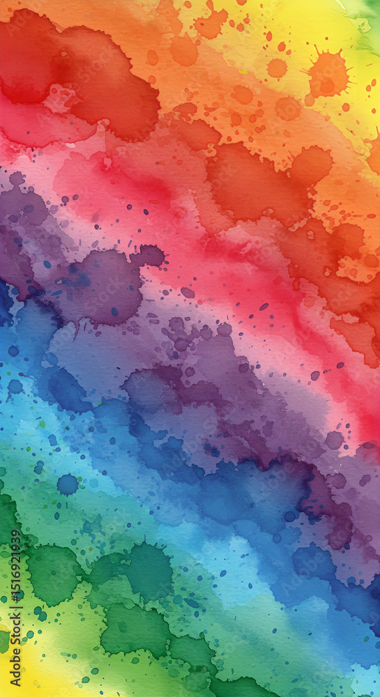 Obraz premium Vibrant LGBTQ+ Pride Rainbow Watercolor Banner Background on White