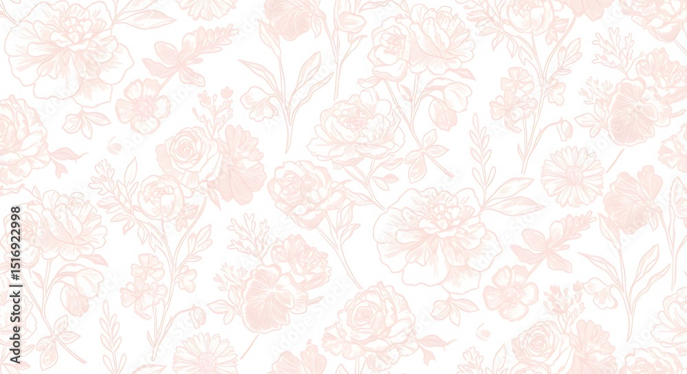 Organic hand-drawn floral pattern with delicate linework ideal for backgrounds in feminine and romantic designs Organic hand-drawn floral pattern with delicate linework ideal for backgrounds in feminine and romantic designs
