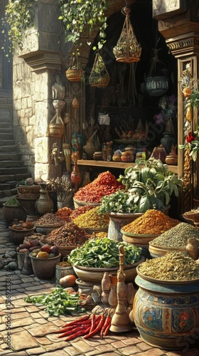 A cozy cottage surrounded by fruit trees, peaceful and dreamy setting