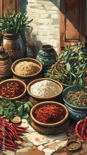 A cozy cottage surrounded by fruit trees, peaceful and dreamy setting