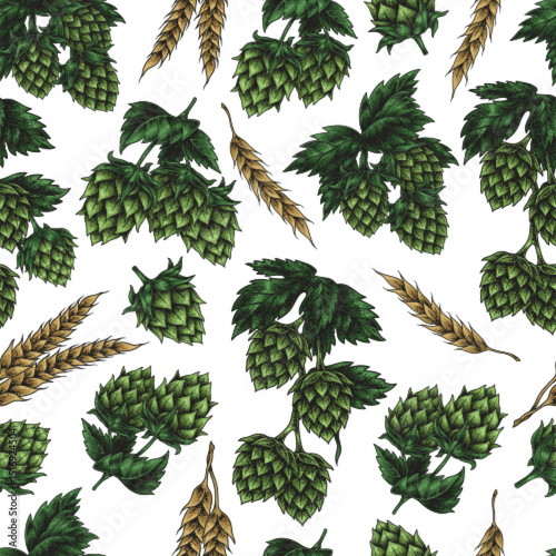 Craft brewing ingredients of hops and barley