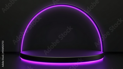Empty dark stage with glowing arch