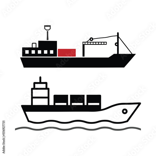 cargo ship icon vector art