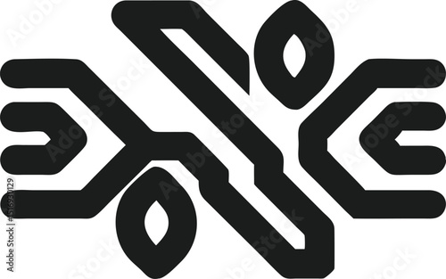 Modern organic tech fusion silhouette design logo element for branding purposes