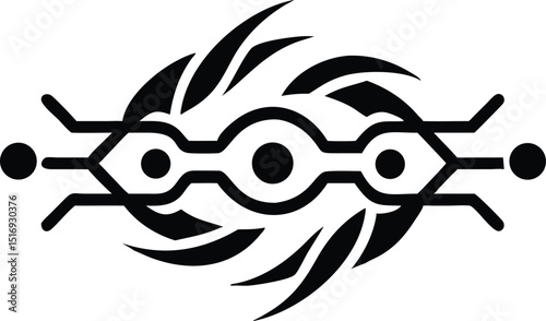 Modern organic tech fusion logo concept vector shape illustration with transparent details