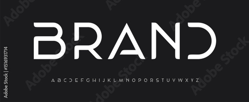 Modern premium brand alphabet, futuristic minimal font, elegant clean geometric typeface for digital branding, luxury headline style, tech-driven typography, refined UI design. Vector typeset