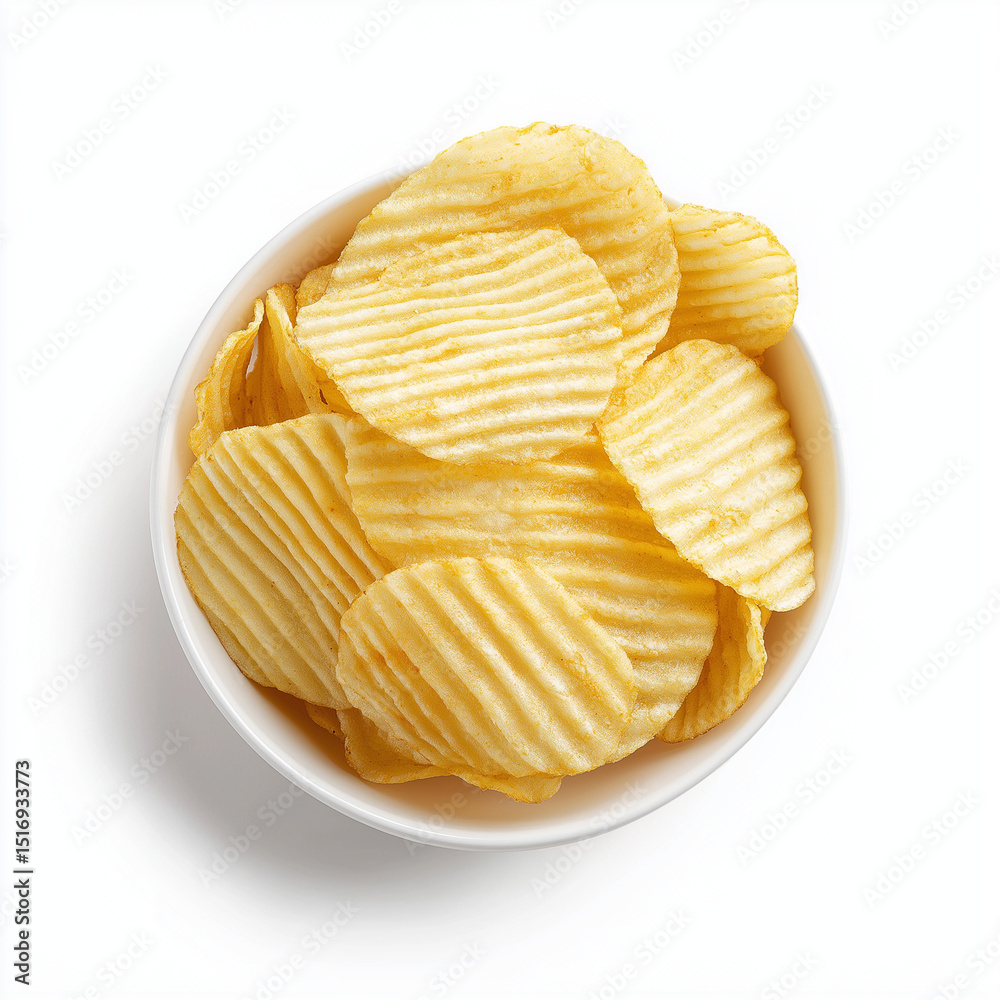 Ridged potato chips in bowl isolated on white background ,isolated on white background, ultrabright,
Ridged potato chips in bowl isolated on white background ,isolated on white background, ultrabright,