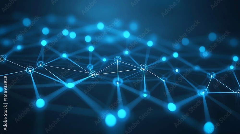 Obraz premium Abstract network, glowing nodes, digital connections