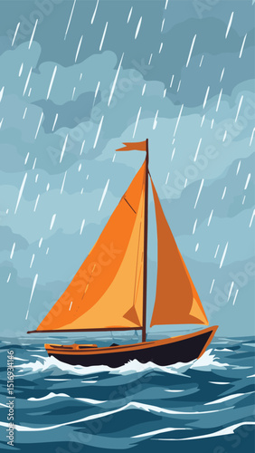 sailing ship on the sea during storm