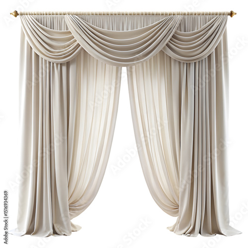 White curtains draped elegantly home interior decor