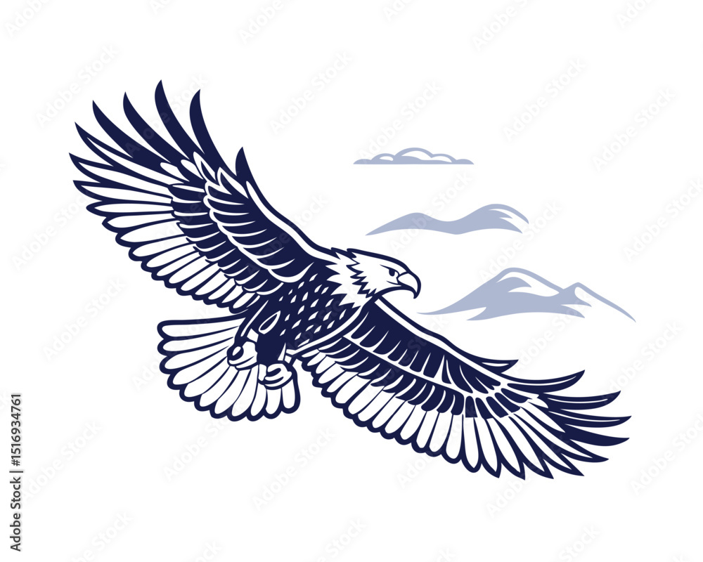 Fototapeta premium Majestic Eagle in Flight Over Mountain Landscape