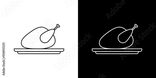 Baked turkey icon symbol concept for graphic design, Website, UI. Svg