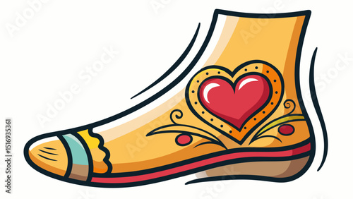 A tiny outlined heart tattoo decorates the ankle. Seen close-up, its clean shape and fine line express love, affection, and elegance with a simple yet emotional touch.

