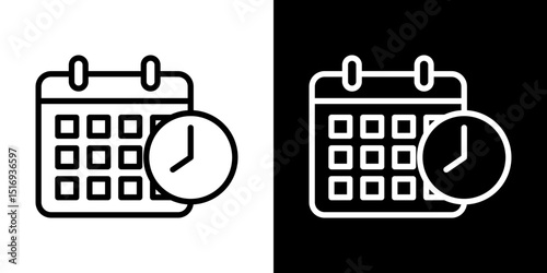 Calendar clock icon symbol concept for graphic design, Website, UI. Svg