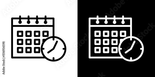 Calendar clock icon symbol concept for graphic design, Website, UI. Svg