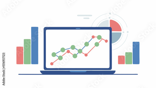 Visualizing Data Driven Decisions A Laptop Displaying Growth Charts and Analytical Insights Pastel