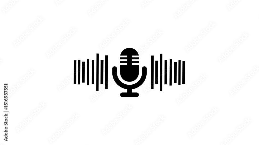 Minimalist Microphone and Sound Waves Animated, Voice Signal Animation with Microphone Sound Waves Effect Minimalist Microphone and Sound Waves Animated, Voice Signal Animation with Microphone Sound Waves Effect