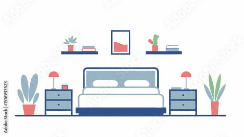 Inviting bedroom design evokes peaceful rest and relaxation with calming colors and comforting