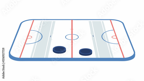 Ready for the Face Off Two Pucks Poised on the Ice Anticipation Builds on the rink s blue red lines
