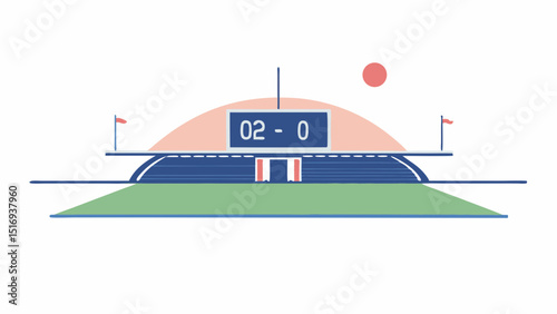 Thrilling stadium scene Scoreboard reads 02 0 hinting at competitive soccer match with pastel sky