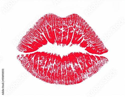 Red lipstick kiss mark on white background
