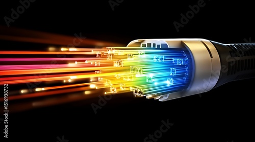 Fiber optic cable with vibrant light streams