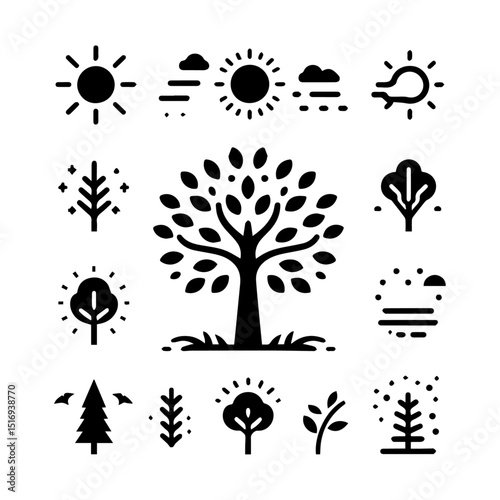 vector black tree of live icon on white background