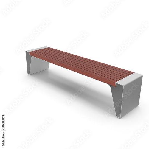 Carta da parati Steel park bench with radium finish isolated on transparent background