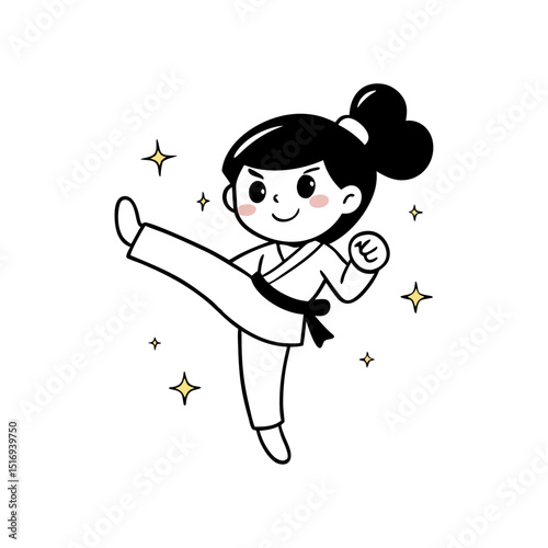  karate girl performing a high kick