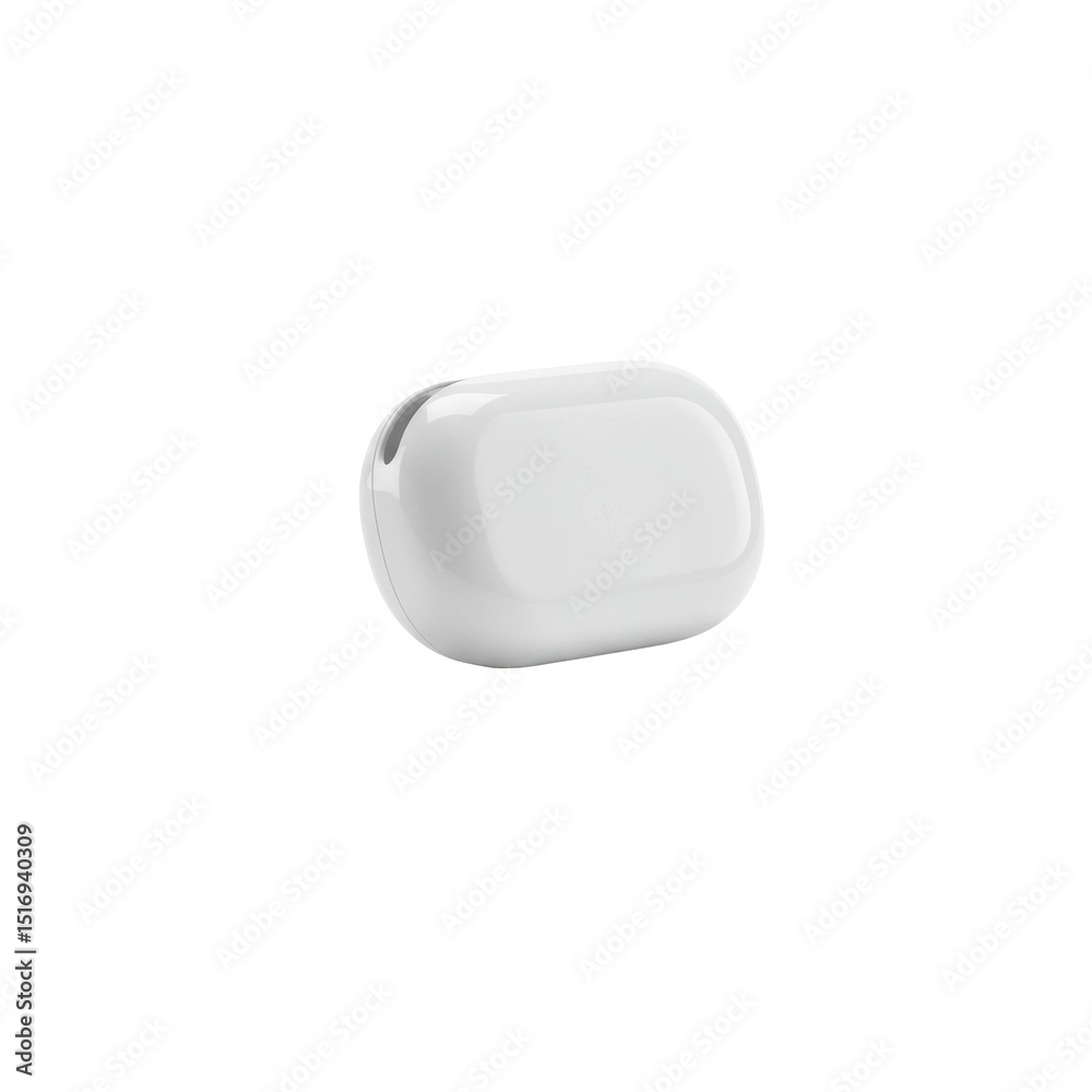 A white plastic dental retainer case, 3/4 view, clearly contoured, on a plain transparent background with no shadows, concept for dental product advertising A white plastic dental retainer case, 3/4 view, clearly contoured, on a plain transparent background with no shadows, concept for dental product advertising