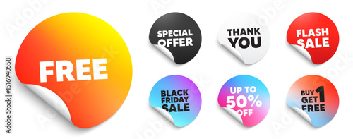 Free sticker tag. Special offer paper price tags. Free tag. Special offer sign. Sale promotion symbol. Discount, black friday sticker. Promo banner. Vector