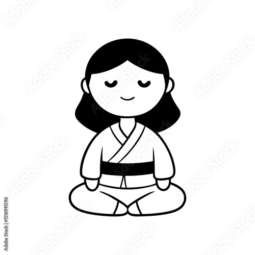  karate girl in a meditation pose