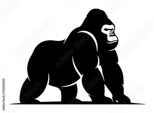 standing silverback gorilla black vector shape
