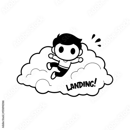 sticker of a karate kid landing in a superhero pose